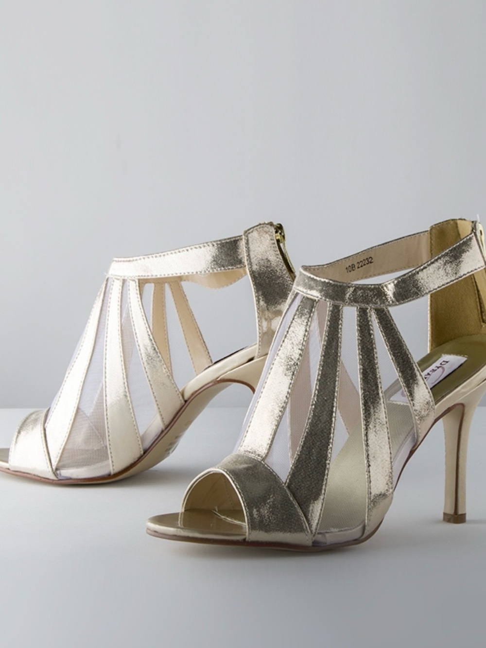 Metallic Gold Strappy High-Heel Sandals size 6.5